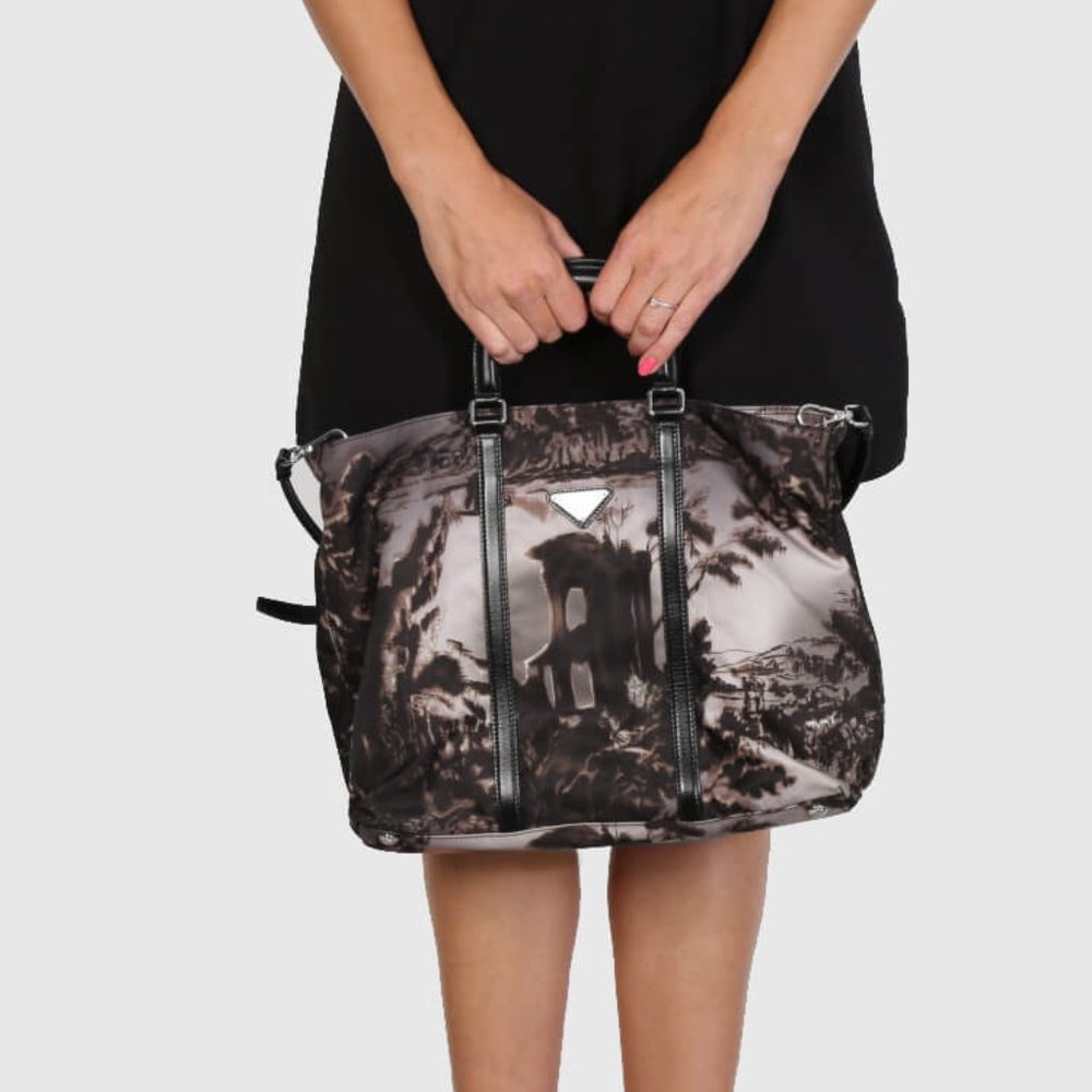 Prada Tessuto Alabastro Print Nylon Tote